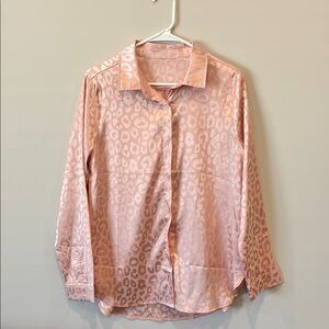 Pink Leopard Print Button-Up Shirt